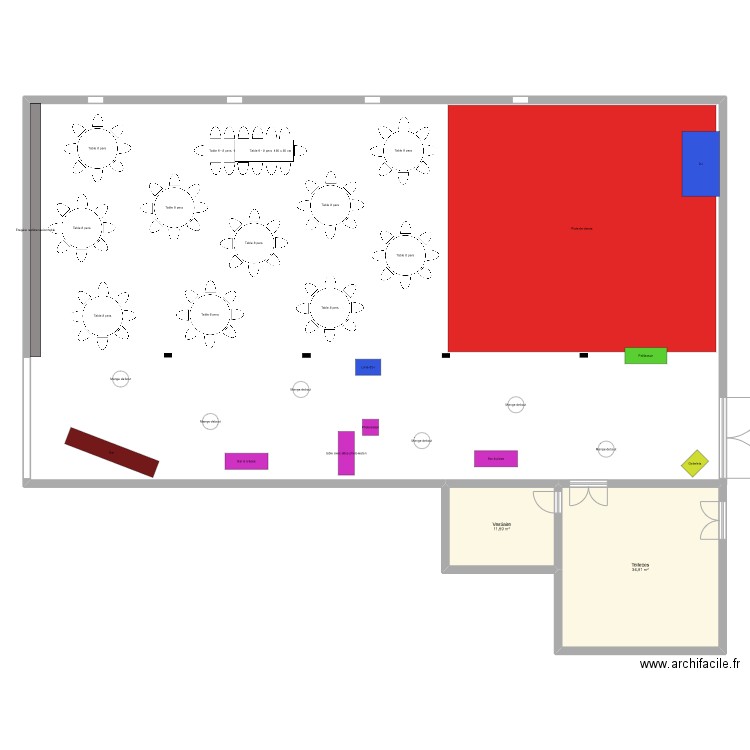 Salle Mariage G&C. Plan de 2 pièces et 47 m2