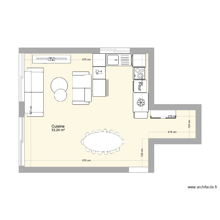 plan  3 salon cuisine en paralléle. Plan de 0 pièce et 0 m2