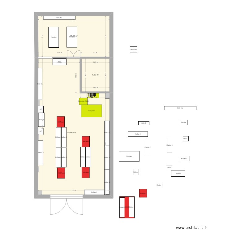 AGG. Plan de 3 pièces et 67 m2