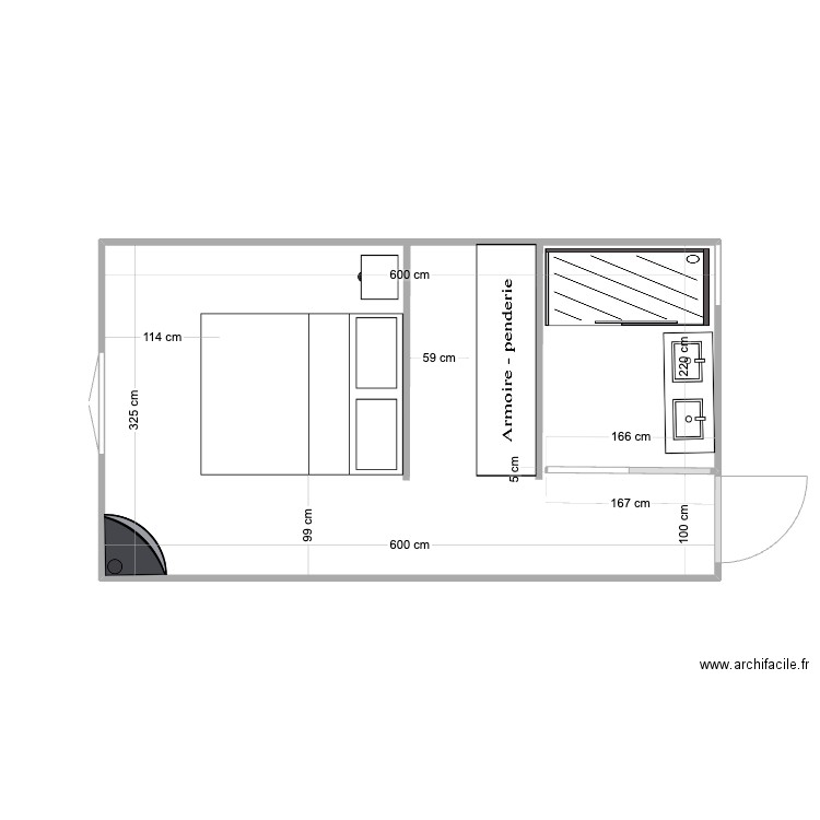 183B CHAMBRE 1. Plan de 1 pièce et 19 m2