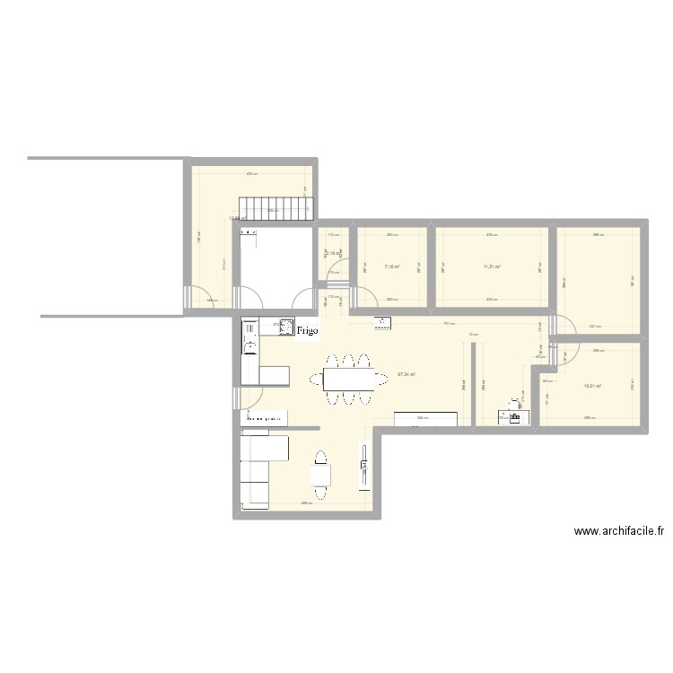 Plain pied 2. Plan de 6 pièces et 111 m2