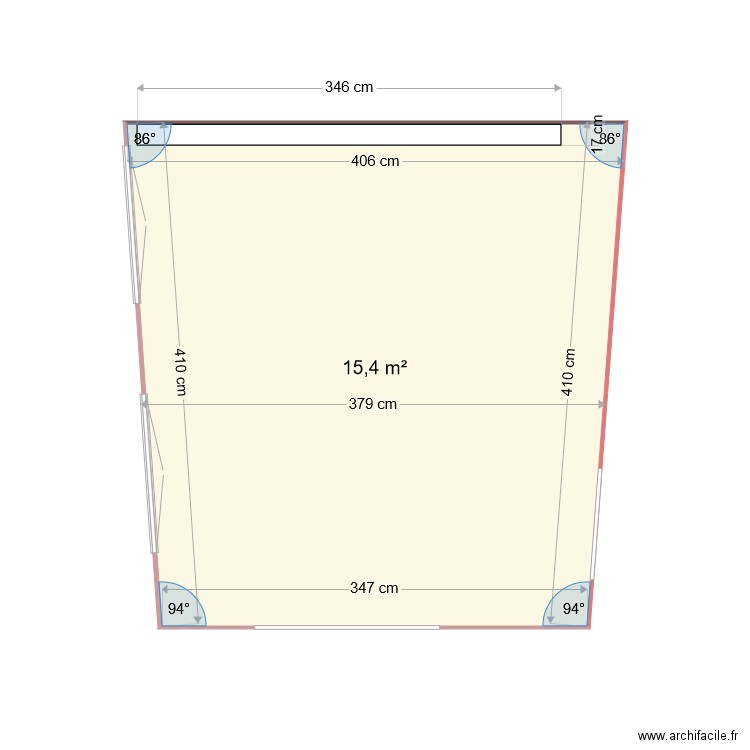 cuisine Montpellier V1 blanc. Plan de 1 pièce et 15 m2