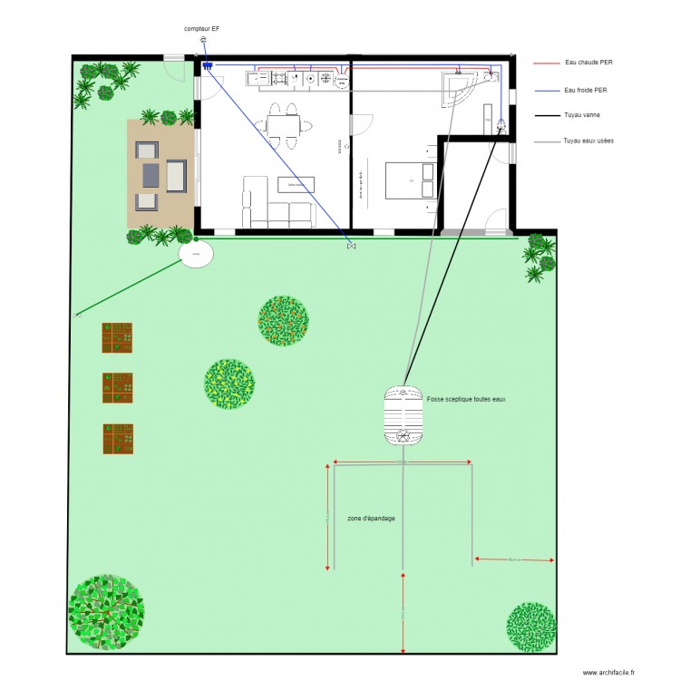 Plan plomberie. Plan de 0 pièce et 0 m2