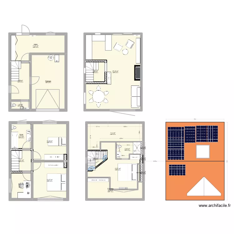 maison. Plan de 20  et 160 m²