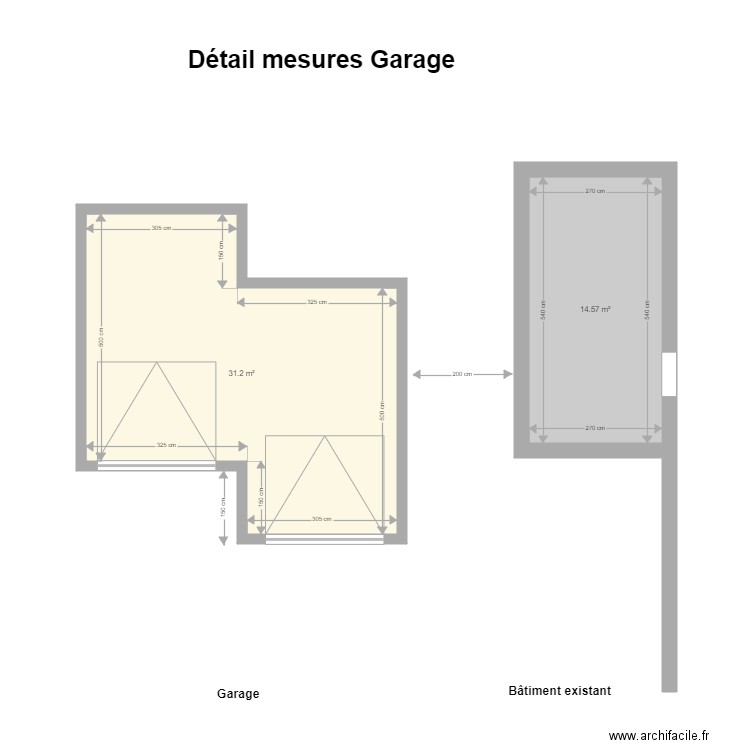 Déclaration Préalable Garage Détail Mesures. Plan de 0 pièce et 0 m2