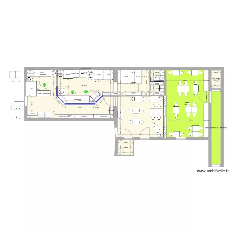 Patisserie J - plonge . Plan de 