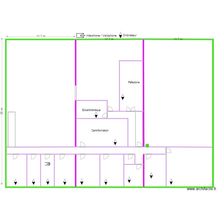 USINE ELECTRICITE 27072023. Plan de 27 pièces et 1731 m2