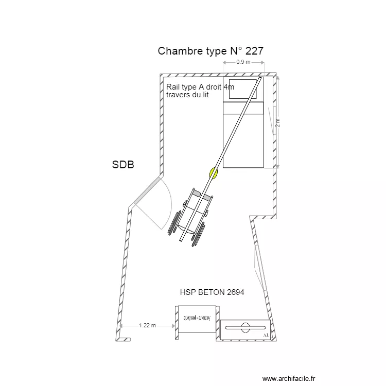 Chambre Type 227 rail droit 4m ker dudi. Plan de Chambre Type 227 rail droit 4m ker dudi. Plan de