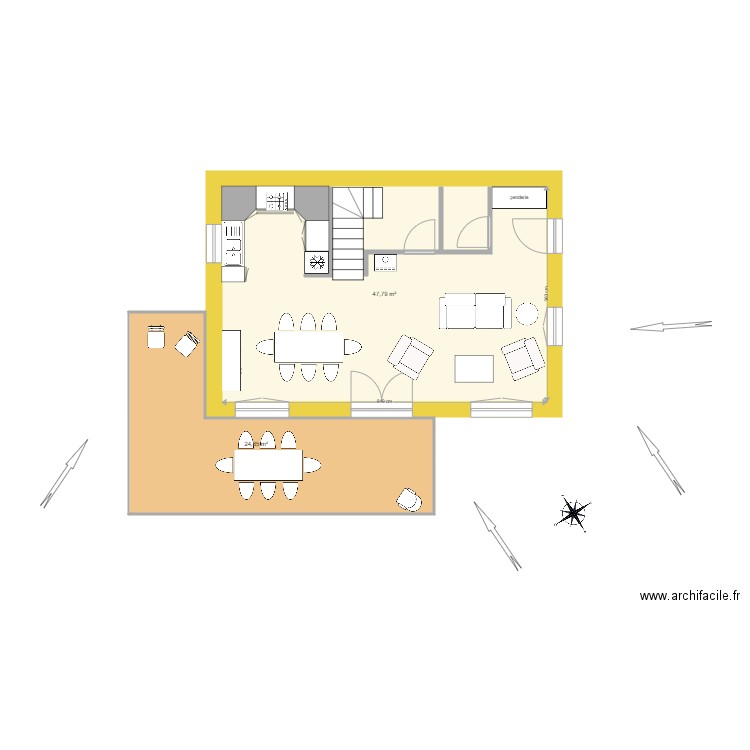 Talmont4. Plan de 2 pièces et 73 m2