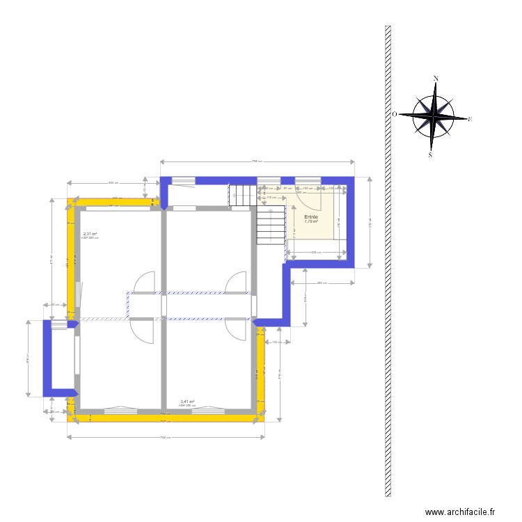 AJ RdJ curé et entrée  et bow window est. Plan de 0 pièce et 0 m2