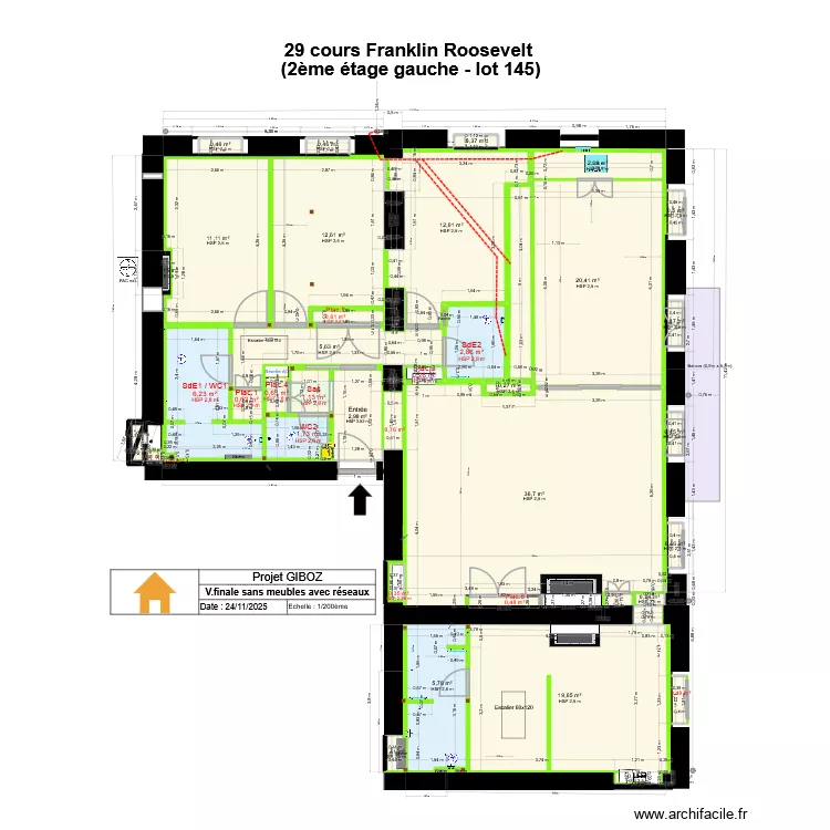 29 crs FR V50 clim. Plan de 41  et 151 m²