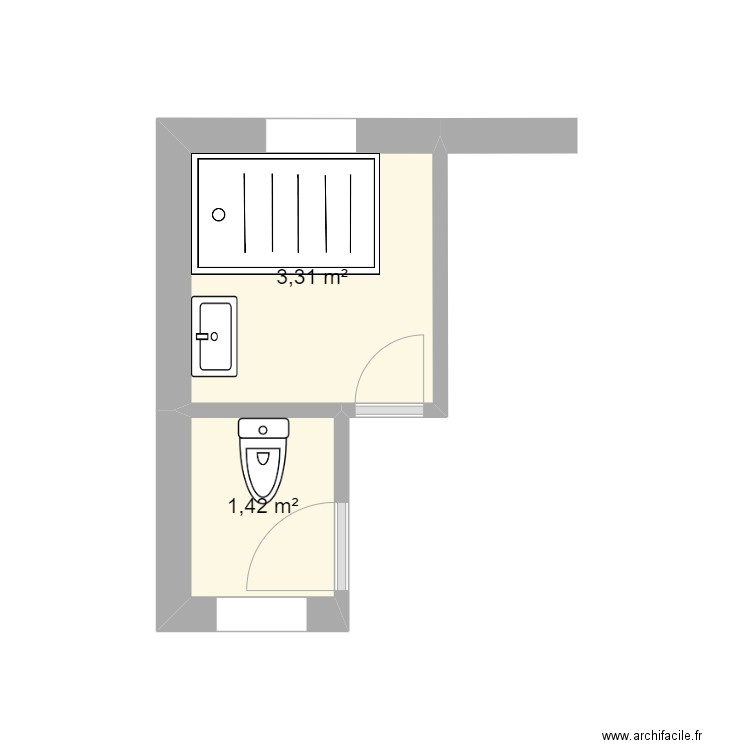 metrot-implantation. Plan de 2 pièces et 5 m2