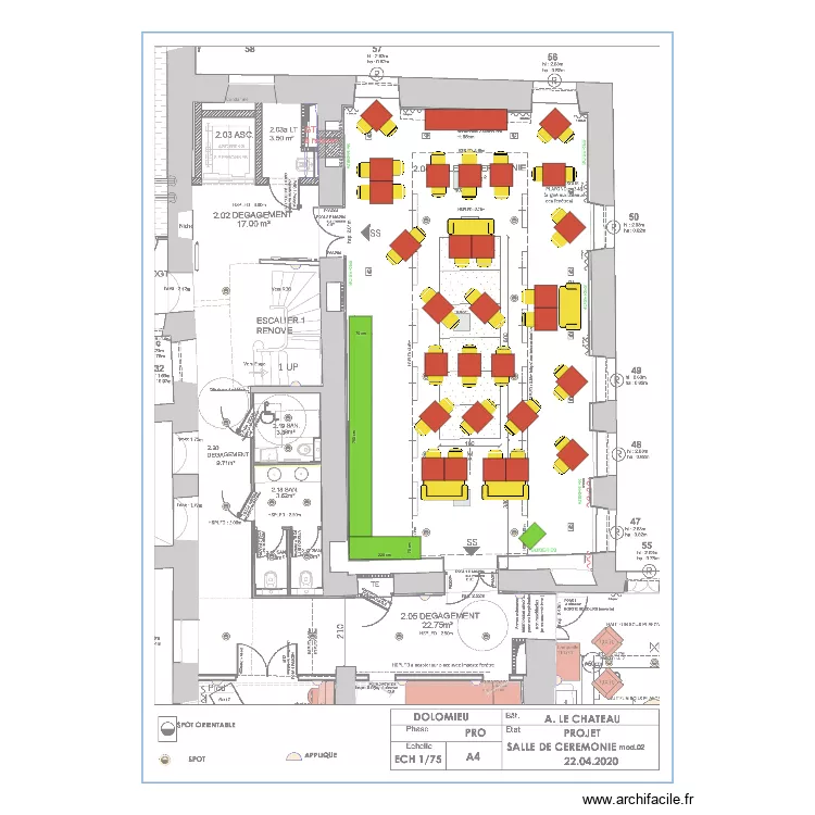 Salle de Petit D&eacute;jeuner. Plan de 