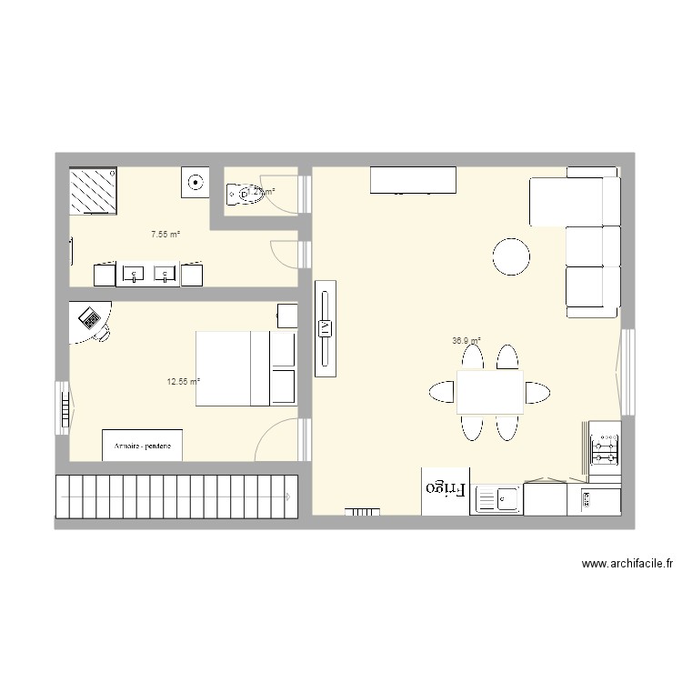 appartement T2 haut. Plan de 0 pièce et 0 m2