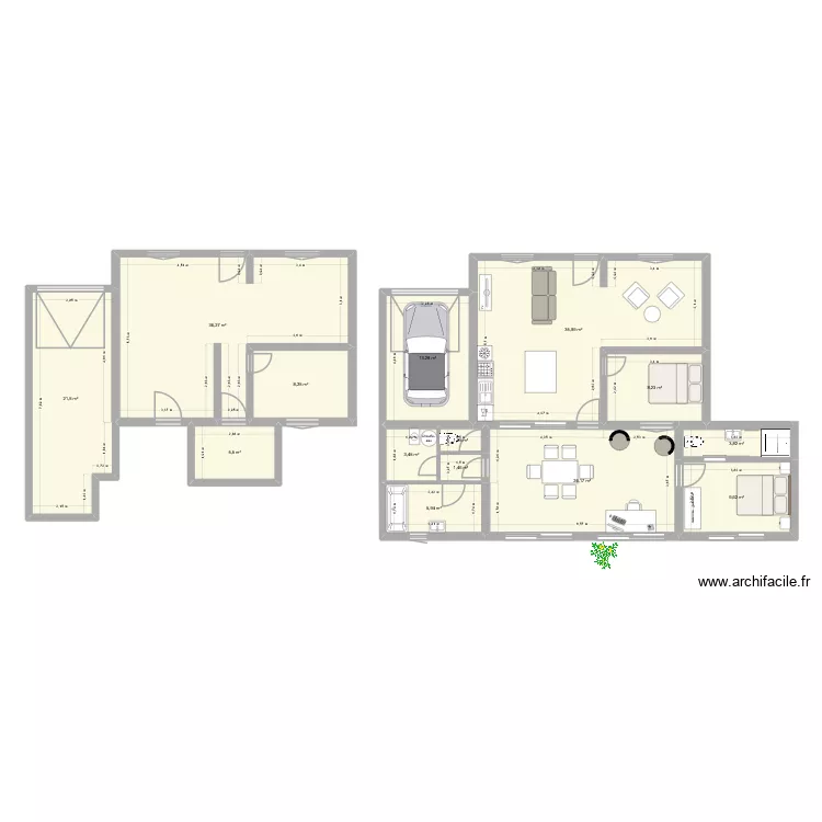 travaux. Plan de 14 Pièces et 179 m²
