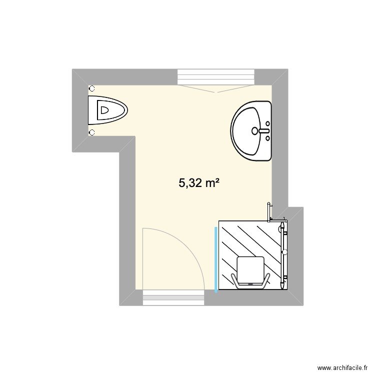 REMY après. Plan de 1 pièce et 5 m2