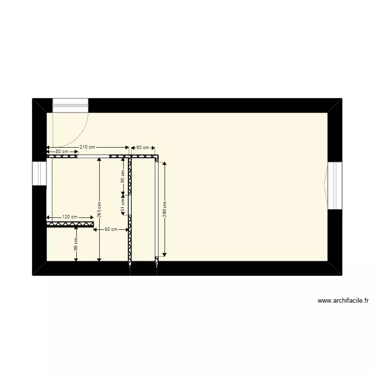 BADIE SDB COTE CLOISONS. Plan de 