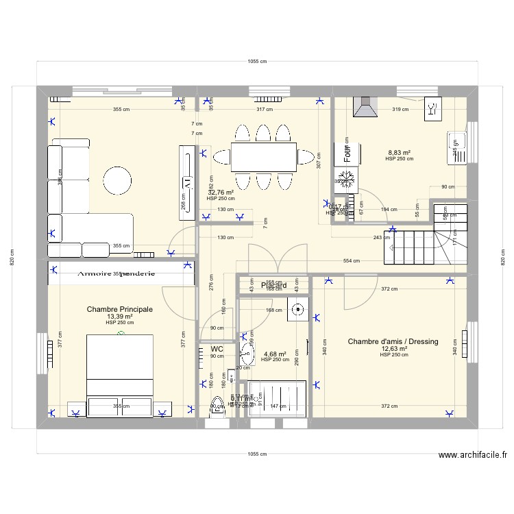 9 rte de longueperte apres travaux. Plan de 8 pièces et 75 m2
