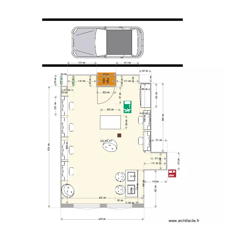 salon . Plan de 