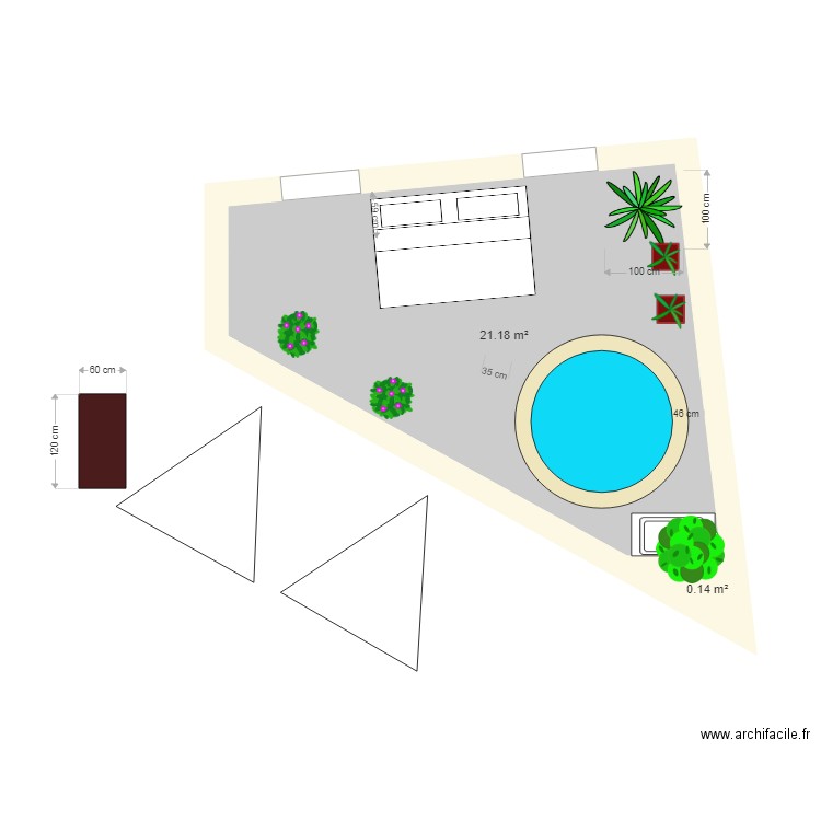 terrasse bas avec baldaquin et voile et jacuzzi 2. Plan de 0 pièce et 0 m2