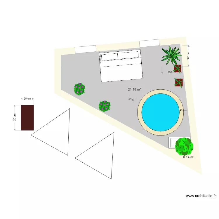 terrasse bas avec baldaquin et voile et jacuzzi 2. Plan de 