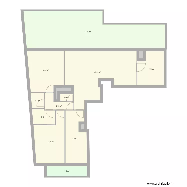 appart existant brut avec porte. Plan de appart existant brut avec porte. Plan de