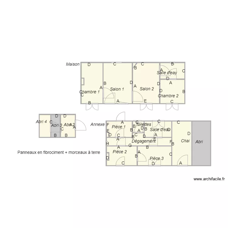 Croquis DARRIET 2 amiante. Plan de 