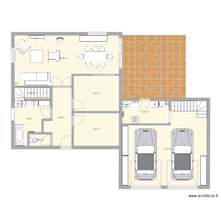 Maison v1. Plan de 9 pièces et 112 m2