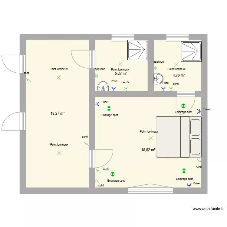 golf (chambre). Plan de 4 Pièces et 47 m² golf (chambre). Plan de 4 Pièces et 47 m²