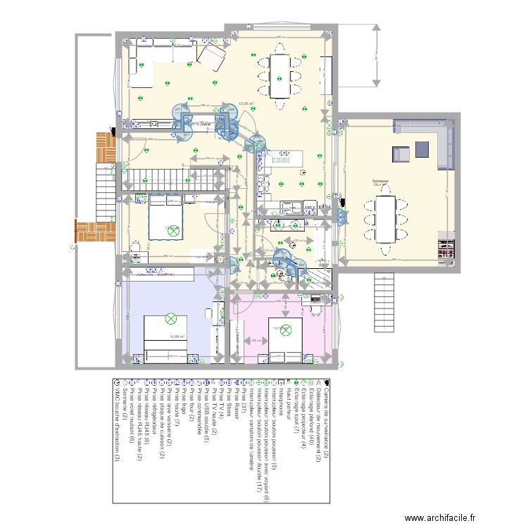 louis pasteur aménagement électrique. Plan de 8 pièces et 141 m2