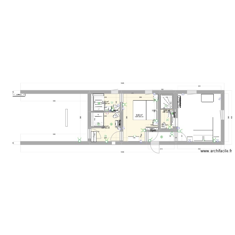 ch1 ch2 2 sdb 2022 ET 2030. Plan de 4 pièces et 22 m2