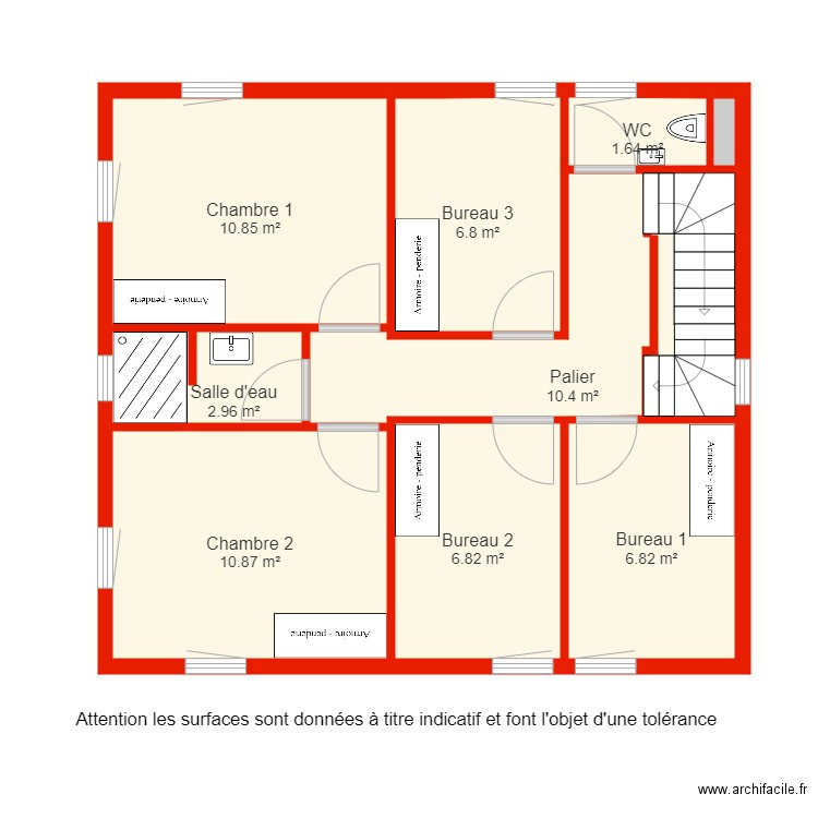 BI 5991 étage 1 non côté. Plan de 0 pièce et 0 m2