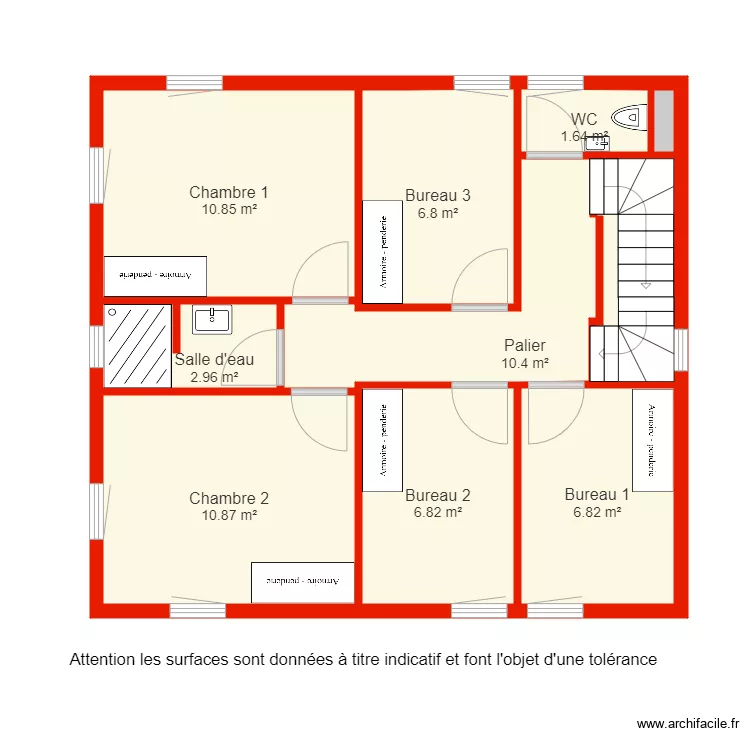 BI 5991 &eacute;tage 1 non c&ocirc;t&eacute;. Plan de 