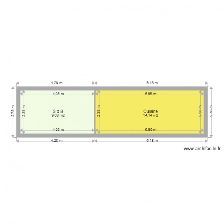 Mur du fond. Plan de 0 pièce et 0 m2