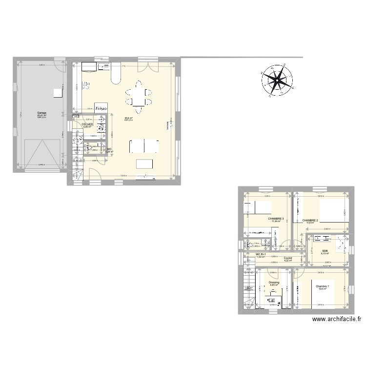 Mougins 5. Plan de 12 pièces et 135 m2