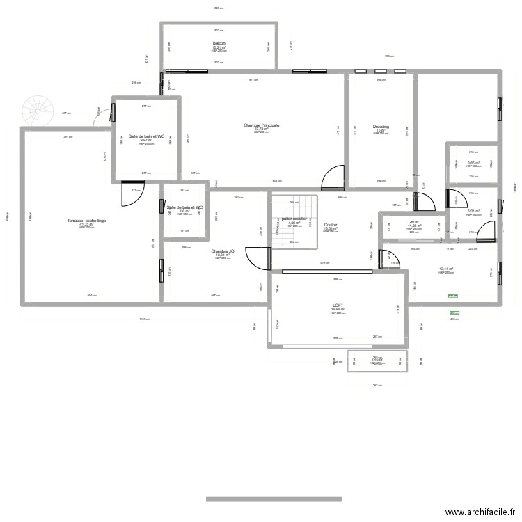 9eme tranche. Plan de 21 pièces et 275 m2