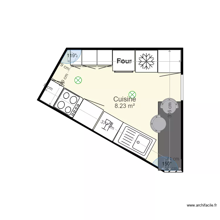 ETOILE cuisine  meubl&eacute;e 5. Plan de 