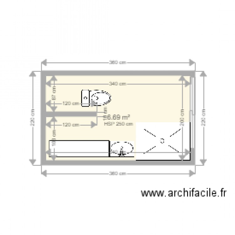 Salle eau 2.2. Plan de 0 pièce et 0 m2