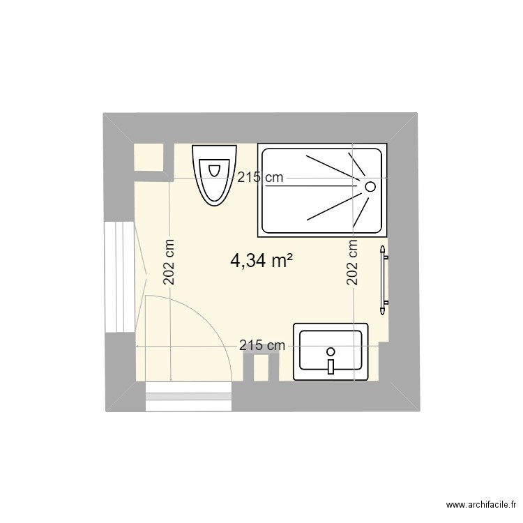 Marceau Guest bathroom. Plan de 1 pièce et 4 m2