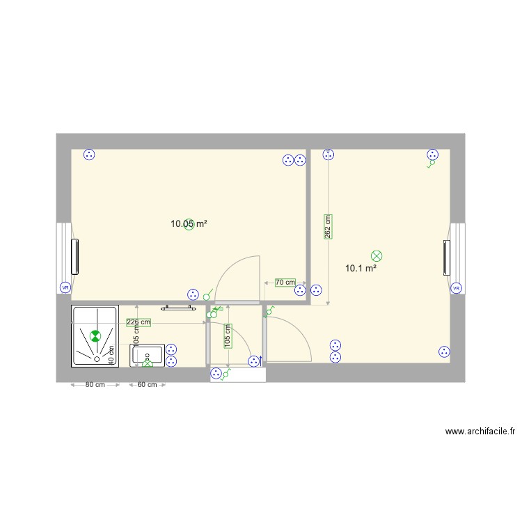 Plan pour cloisonnement et électricité. Plan de 0 pièce et 0 m2