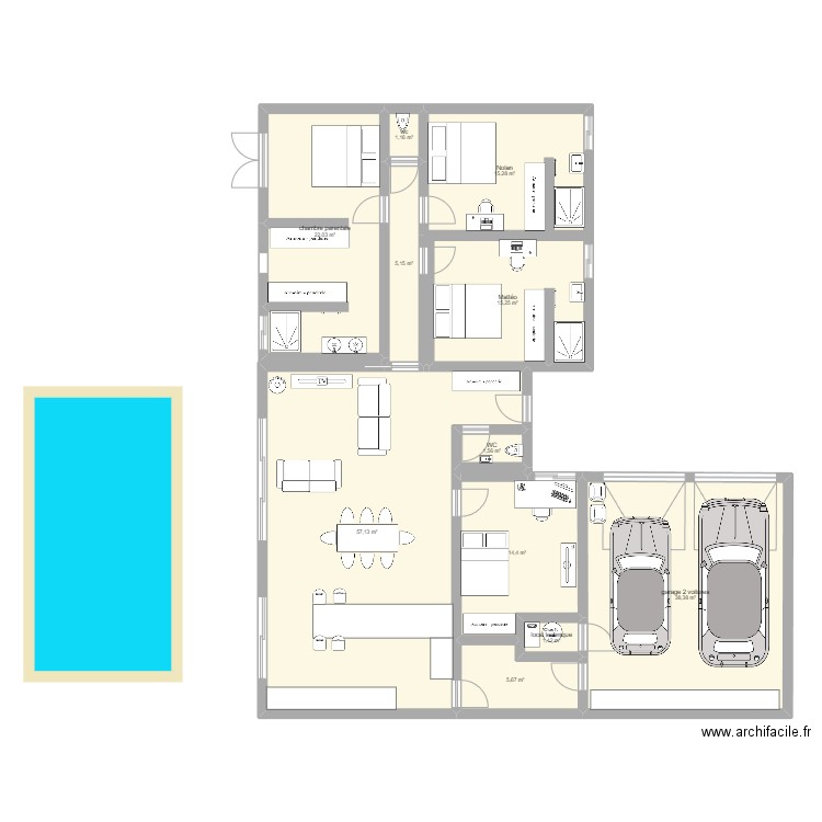 maison 2. Plan de 11 pièces et 177 m2