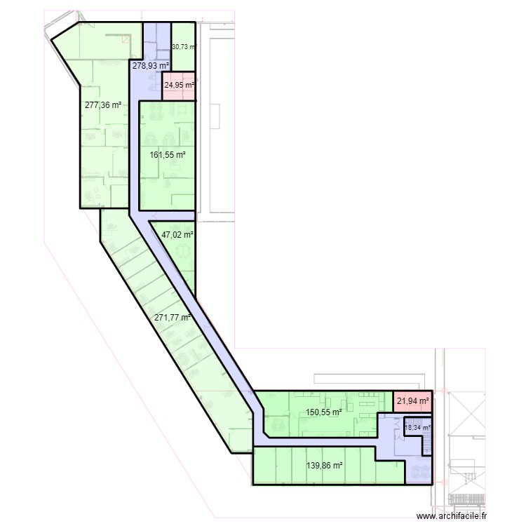 MACOPHARMA. Plan de 11 pièces et 1423 m2