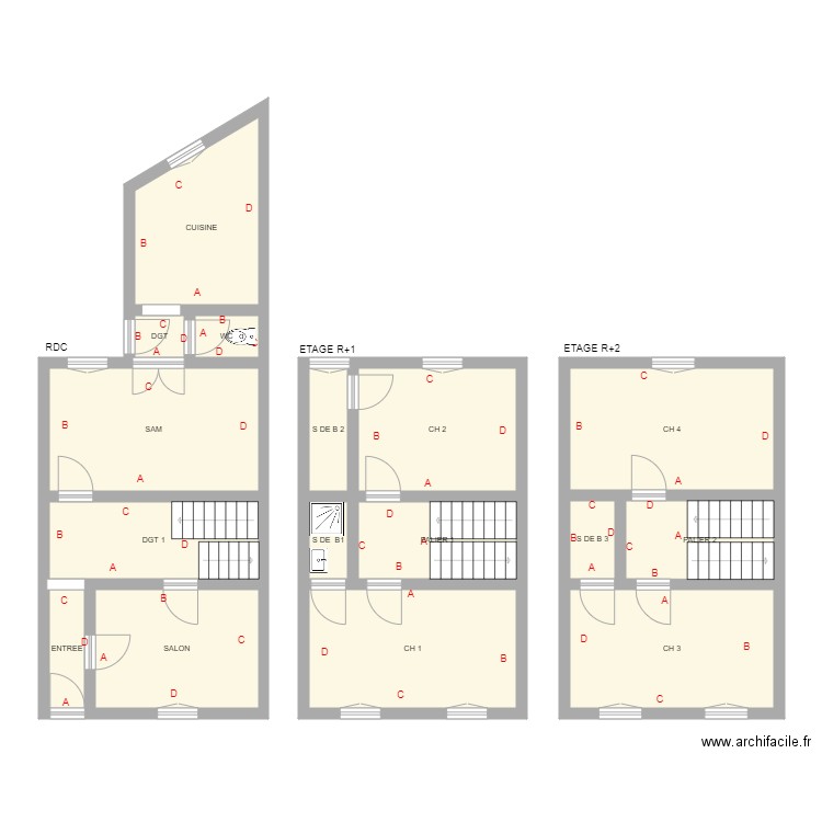 BASSOT. Plan de 16 pièces et 116 m2