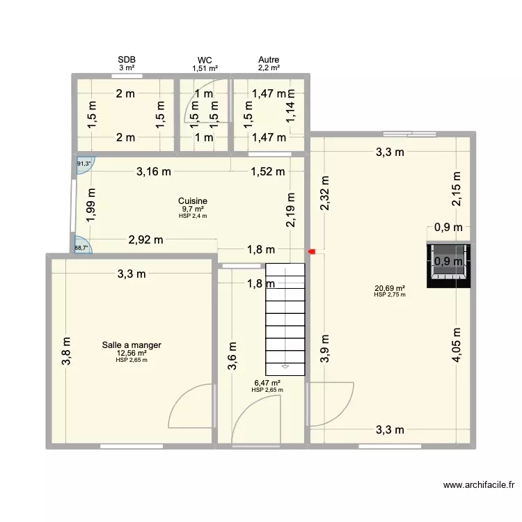 Maison Jojo. Plan de 7 Pièces et 56 m² Maison Jojo. Plan de 7 Pièces et 56 m²