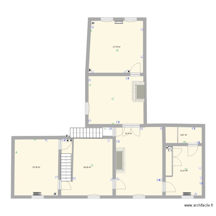 Plan 001. Plan de 6 pièces et 104 m2