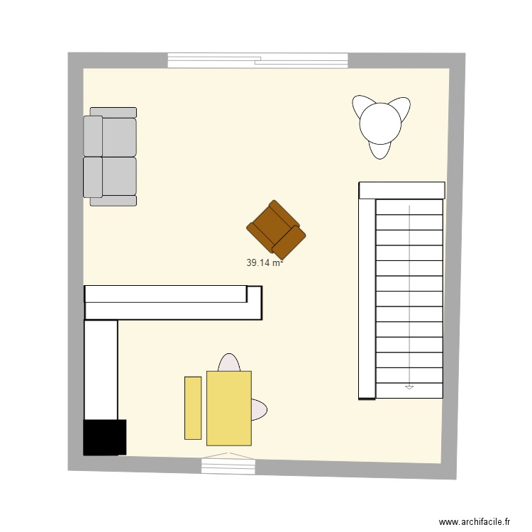 Grrrr Etage 2 1er essai. Plan de 1 pièce et 39 m2