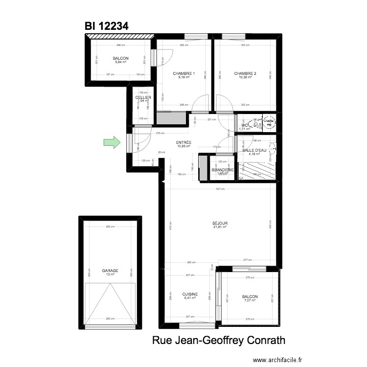 BI 12234. Plan de 14 pièces et 95 m2