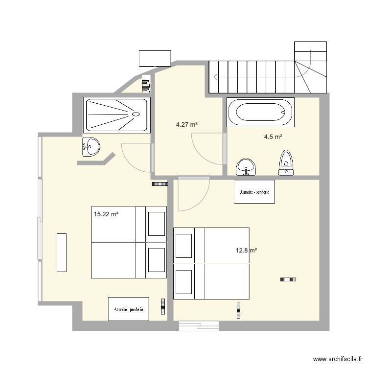 Etage agrandi avec bow window. Plan de 0 pièce et 0 m2