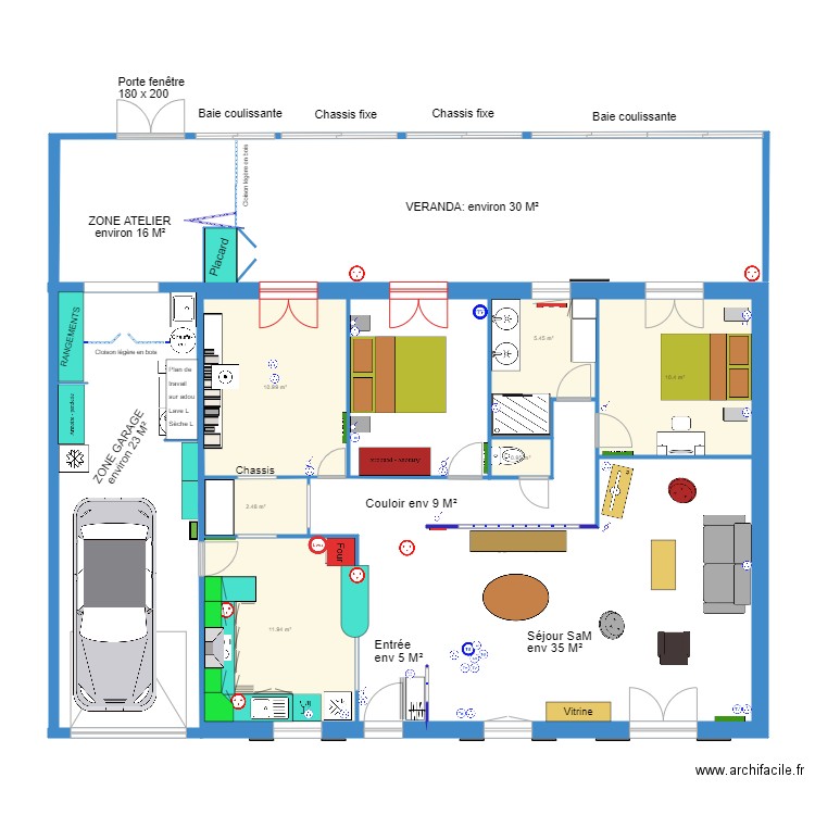 NIEUL RC Prises Après travaux 04/2023. Plan de 6 pièces et 42 m2