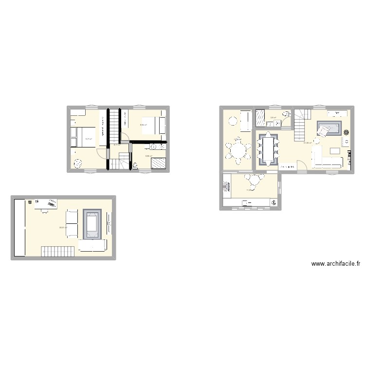 Maison. Plan de 9 pièces et 127 m2